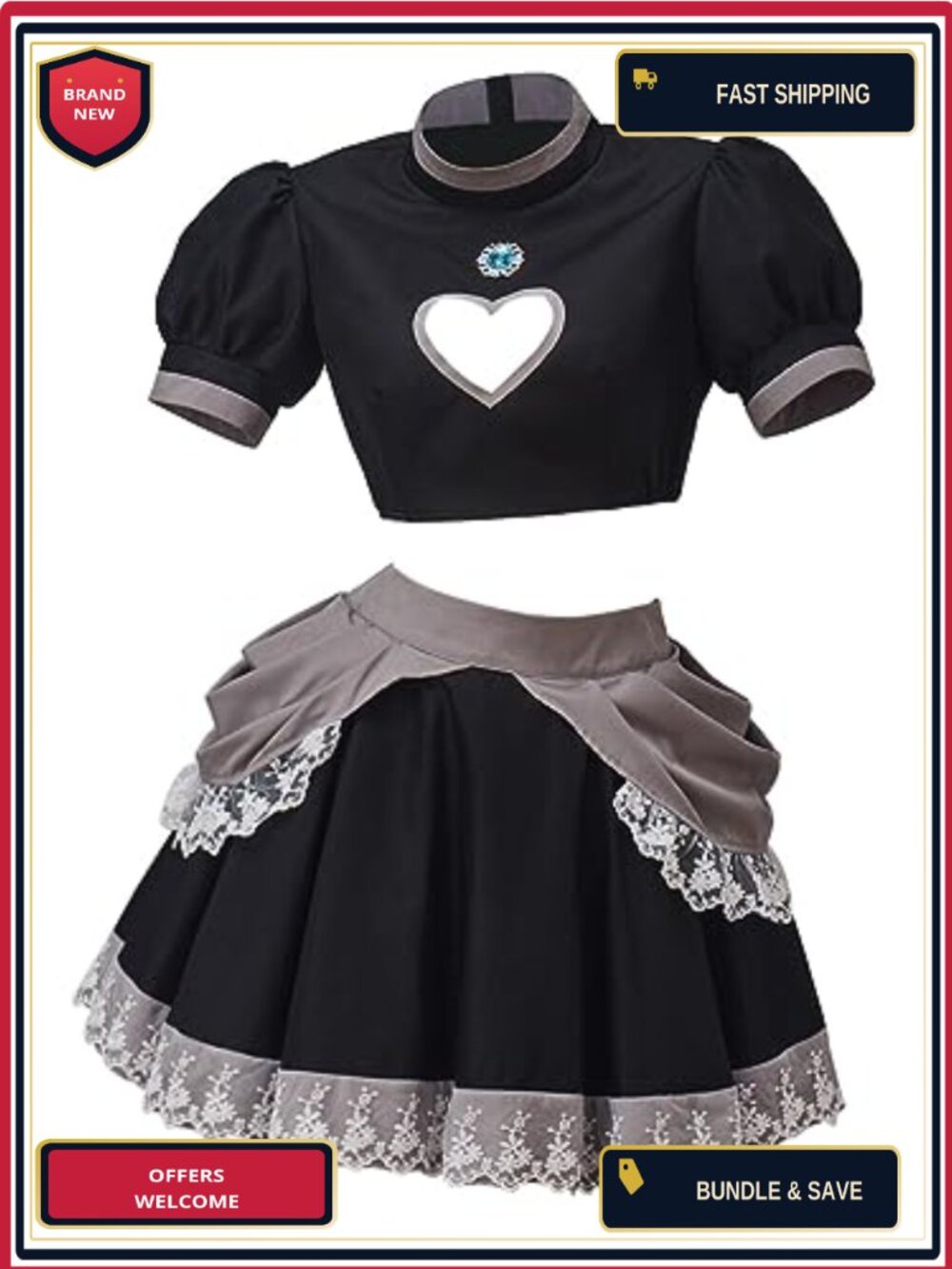 Two Piece Anime Princess Cosplay Costume Crop Top Skirt Set